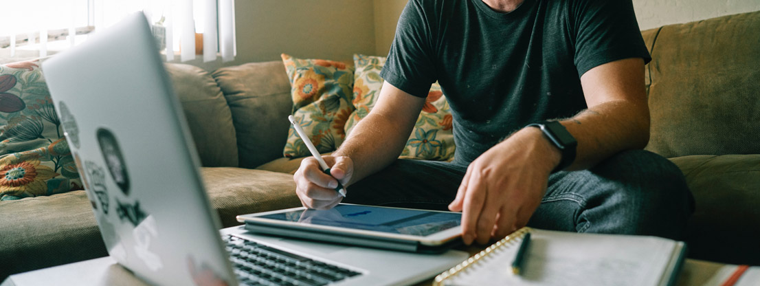 Man in home office