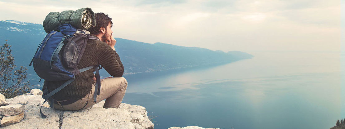 Man enjoys environment, mindfulness