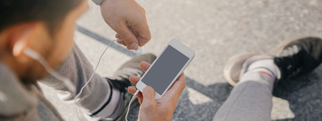 Man listens music after sport