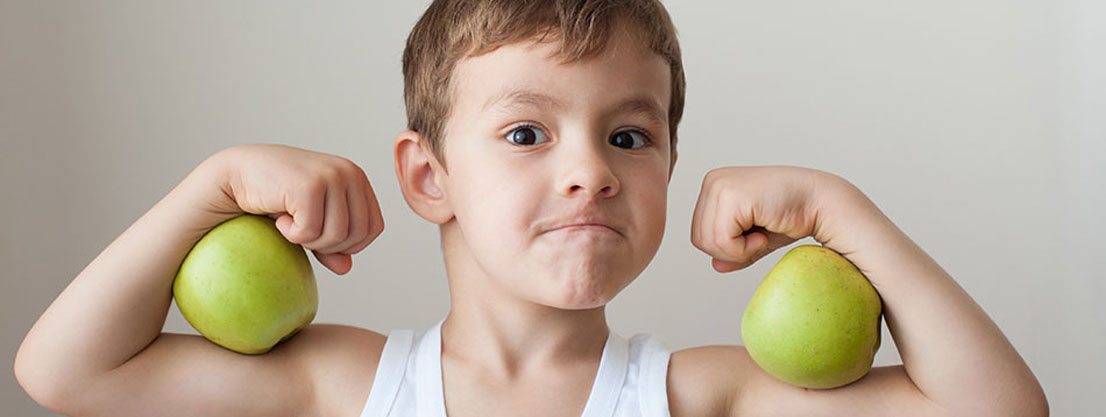 Child, apples, inner strength