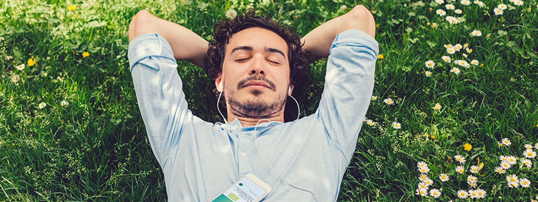 Relaxation on the meadow with meditation