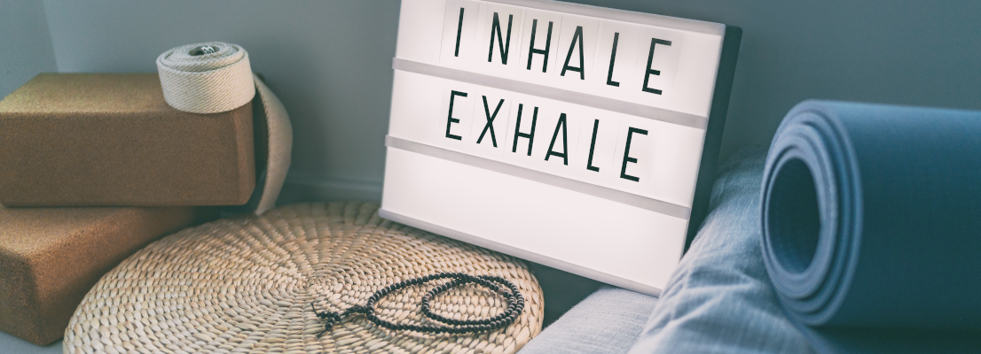 Erinnerungsschild für Meditation, "inhale, exhale"