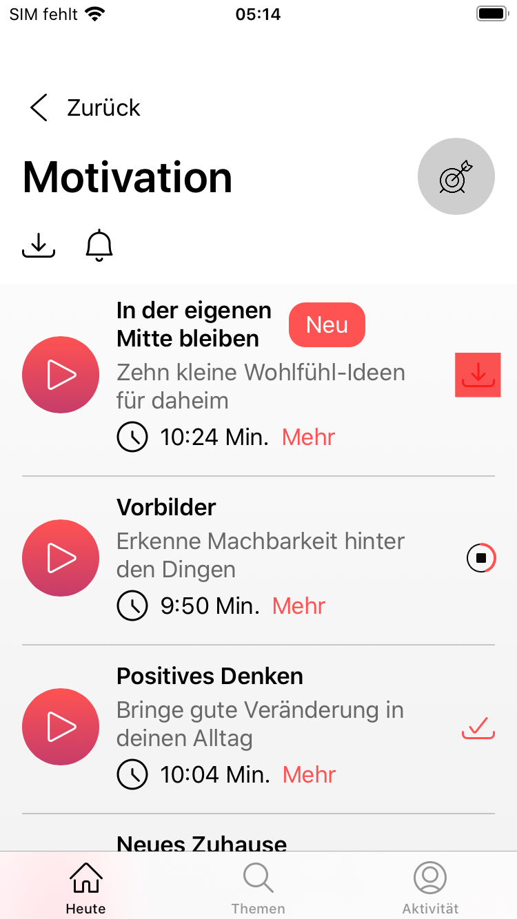 FAQ - häufig gestellte Fragen: Downloadfunktion für Meditationen