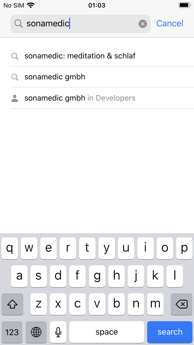 Searching for sonamedic in App Store
