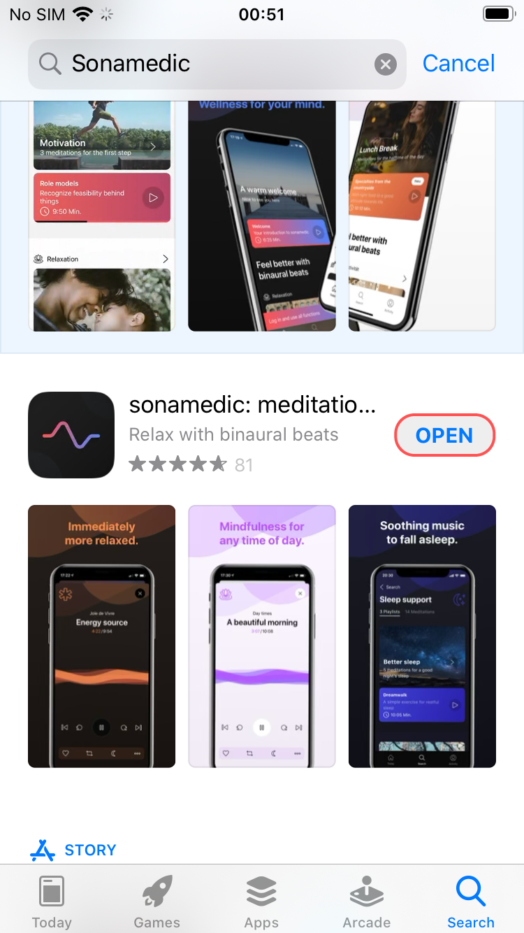 sonamedic Meditation App AppStore