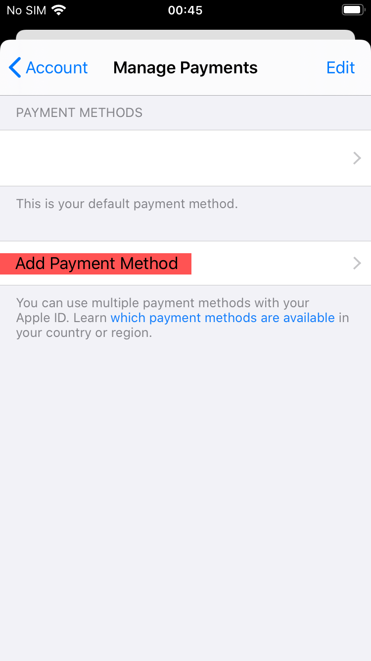 FAQ - frequently asked questions: Add Payment method Screen App Store