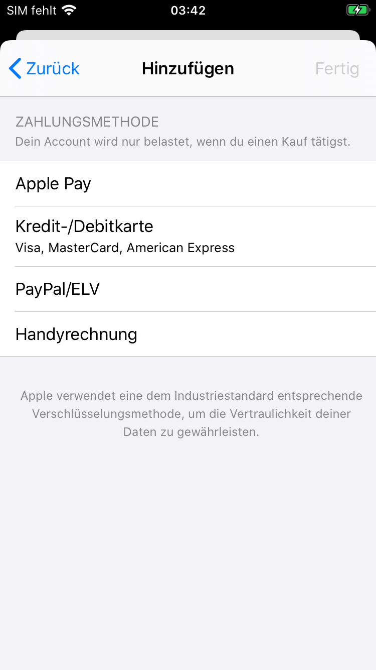 FAQ - häufig gestellte Fragen: Verschiedene Zahlungsmethoden im App Store