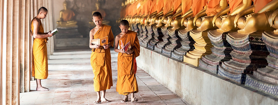 Buddhist monks in monastery