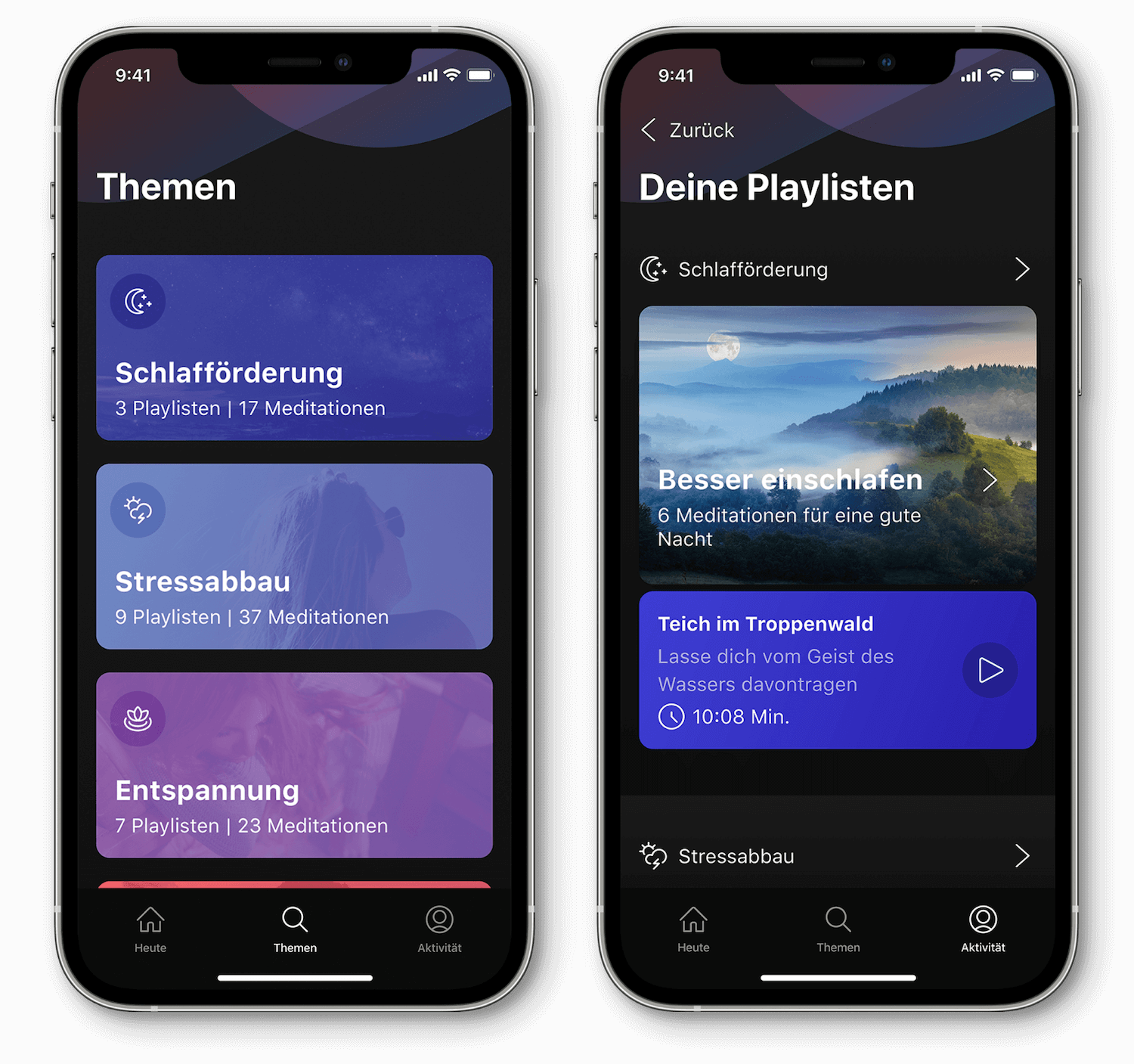 App Screenshot 1 Themen/Playlist transparent