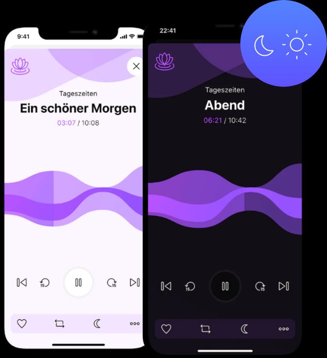 sonamedic App Beispielscreens Tag- und Nachtmodus